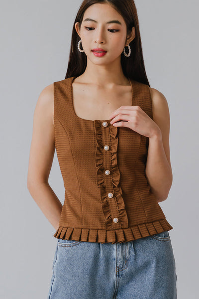 Dreams Of Gold Tweed Top (Mocha)