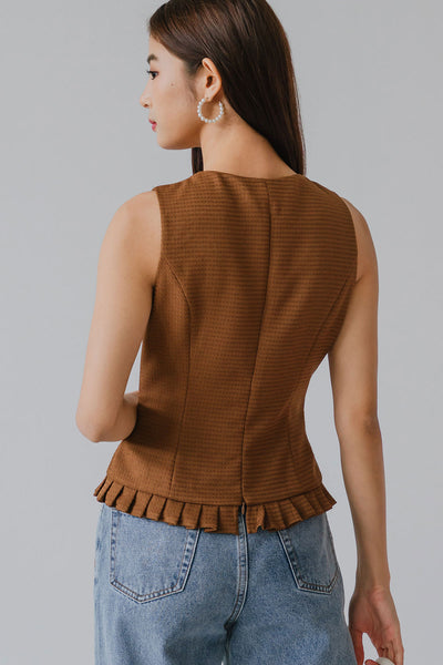 Dreams Of Gold Tweed Top (Mocha)