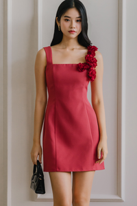 Everleigh Rosette Dress (Rose)