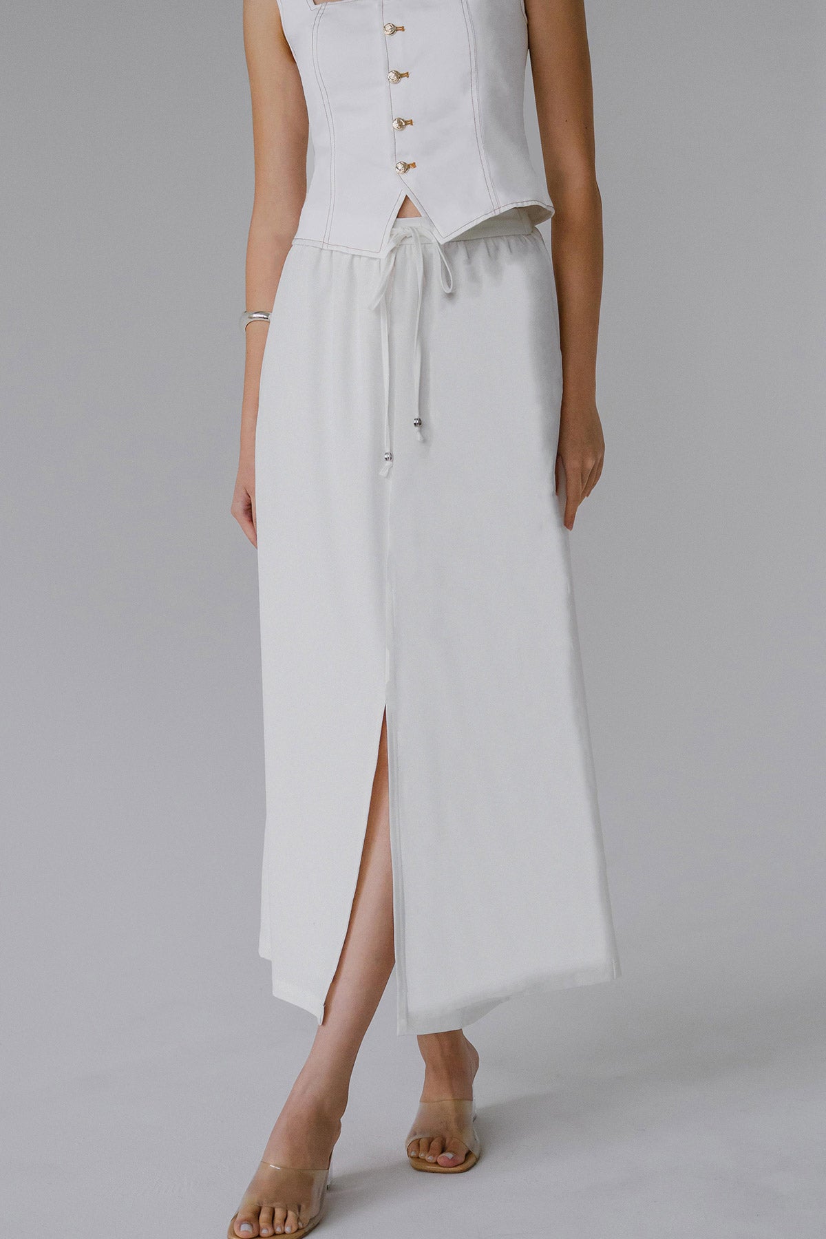 Dakota Drawstring Skirt (White)