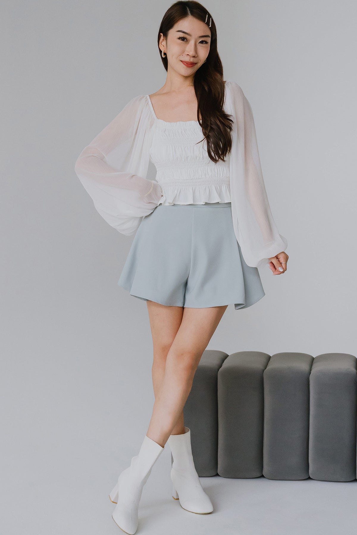 Éclat Dream Smocked Top (White)