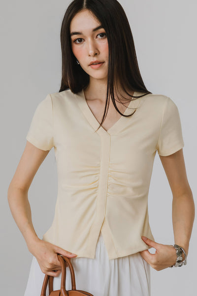 Carissa Padded Cotton Tee (Yellow)