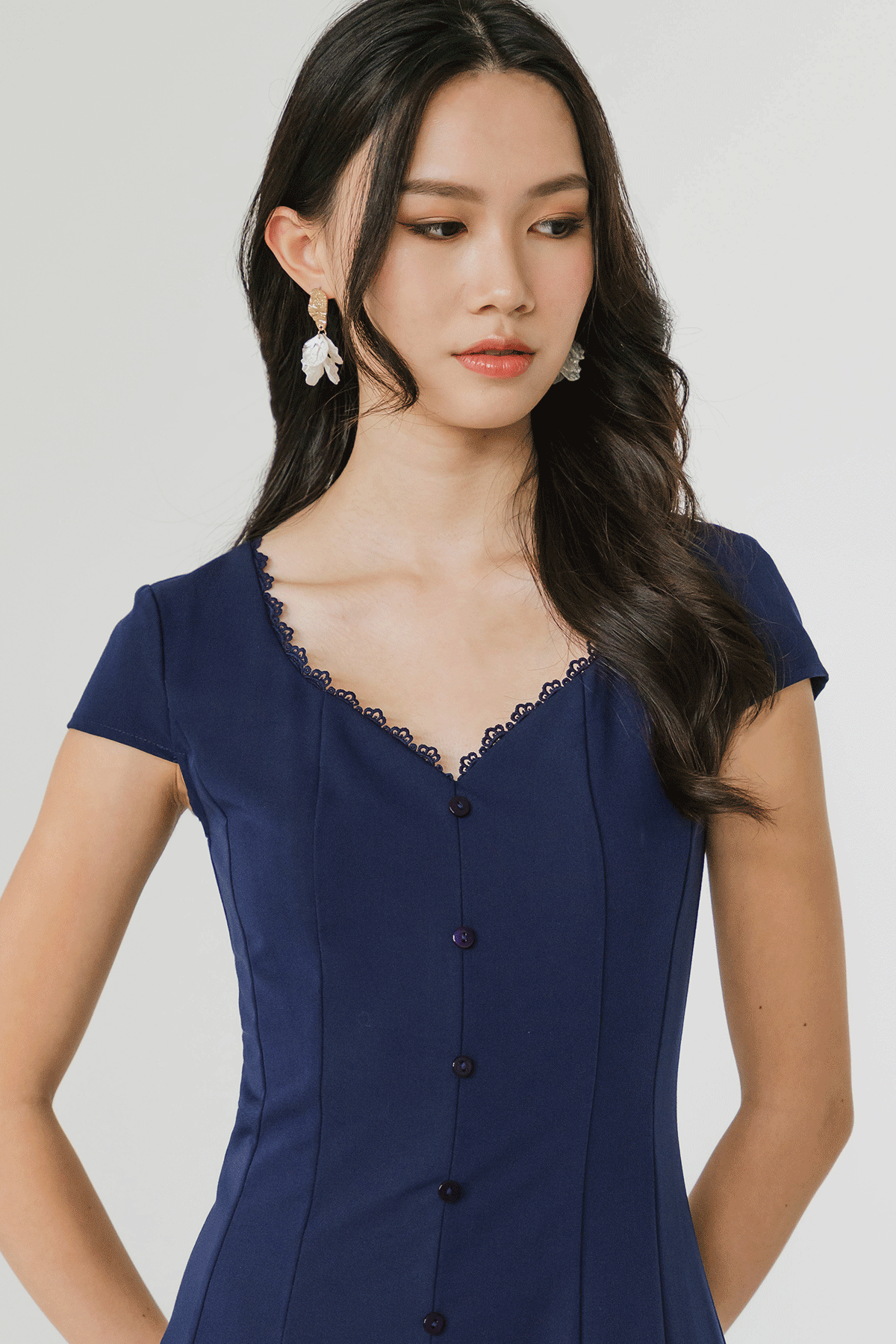 Rumi Crochet Trim Dress (Blue)