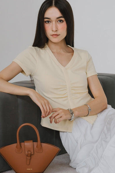 Carissa Padded Cotton Tee (Yellow)