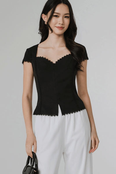 Lea Crochet Trim Top (Black)