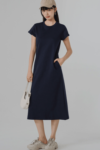 For Keeps Midi Dress (Navy)