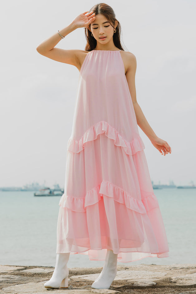 Gaia Ruffle Dress (Pink)
