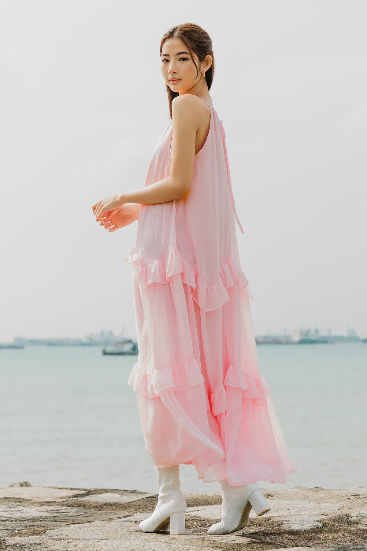 Gaia Ruffle Dress (Pink)