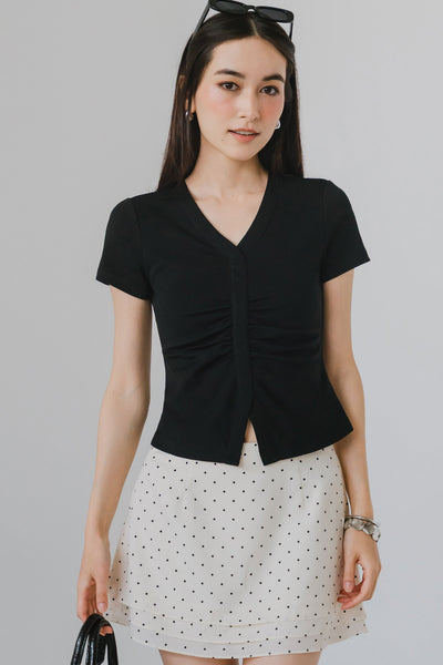 Carissa Padded Cotton Tee (Black)