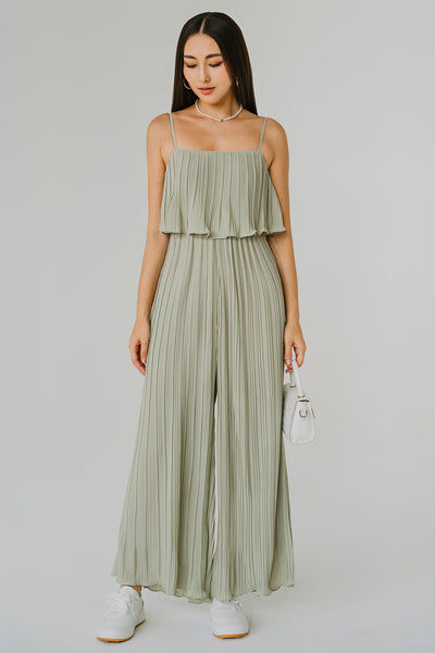 Flair Pleat Jumpsuit (Pale Sage)