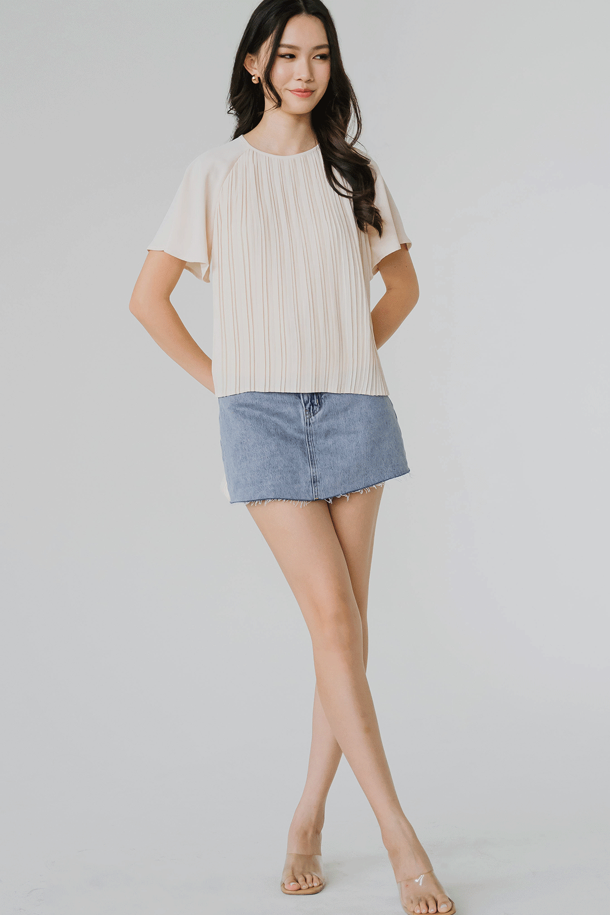 Aria Pleat Blouse (Cream)