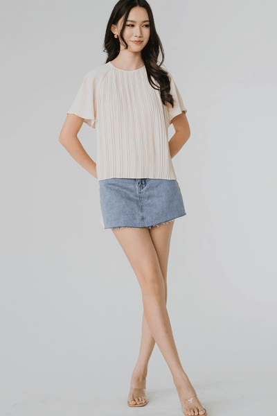 Aria Pleat Blouse (Cream)