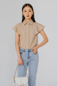 The One Flutter Sleeve Top (Khaki)