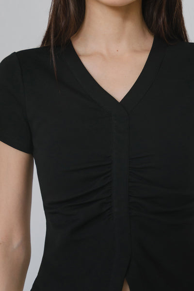 Carissa Padded Cotton Tee (Black)