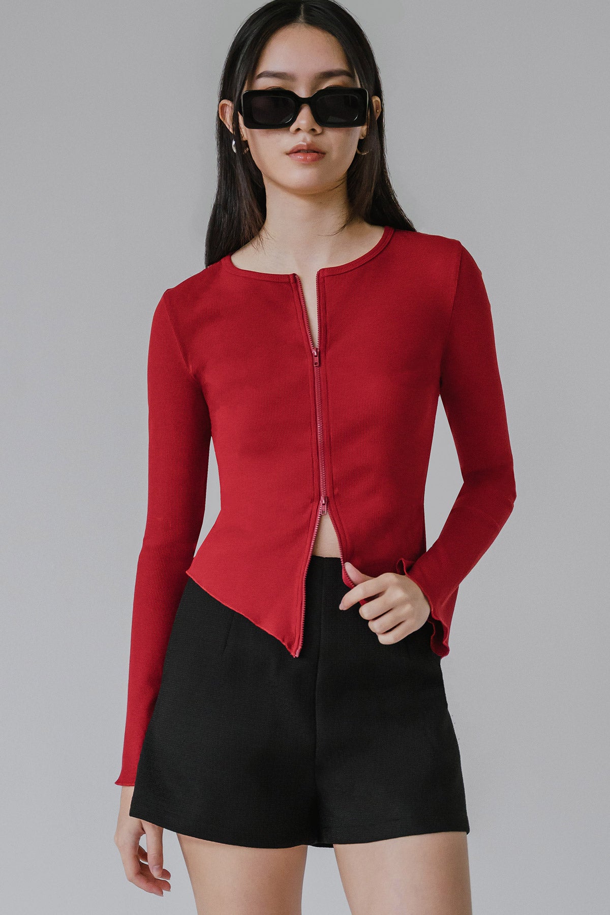 Aeris Dual-Zipper Top (Red)