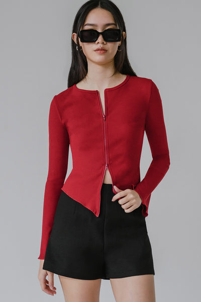 Aeris Dual-Zipper Top (Red)