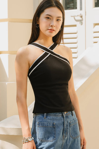 Meralda Padded Halter Top (Black)
