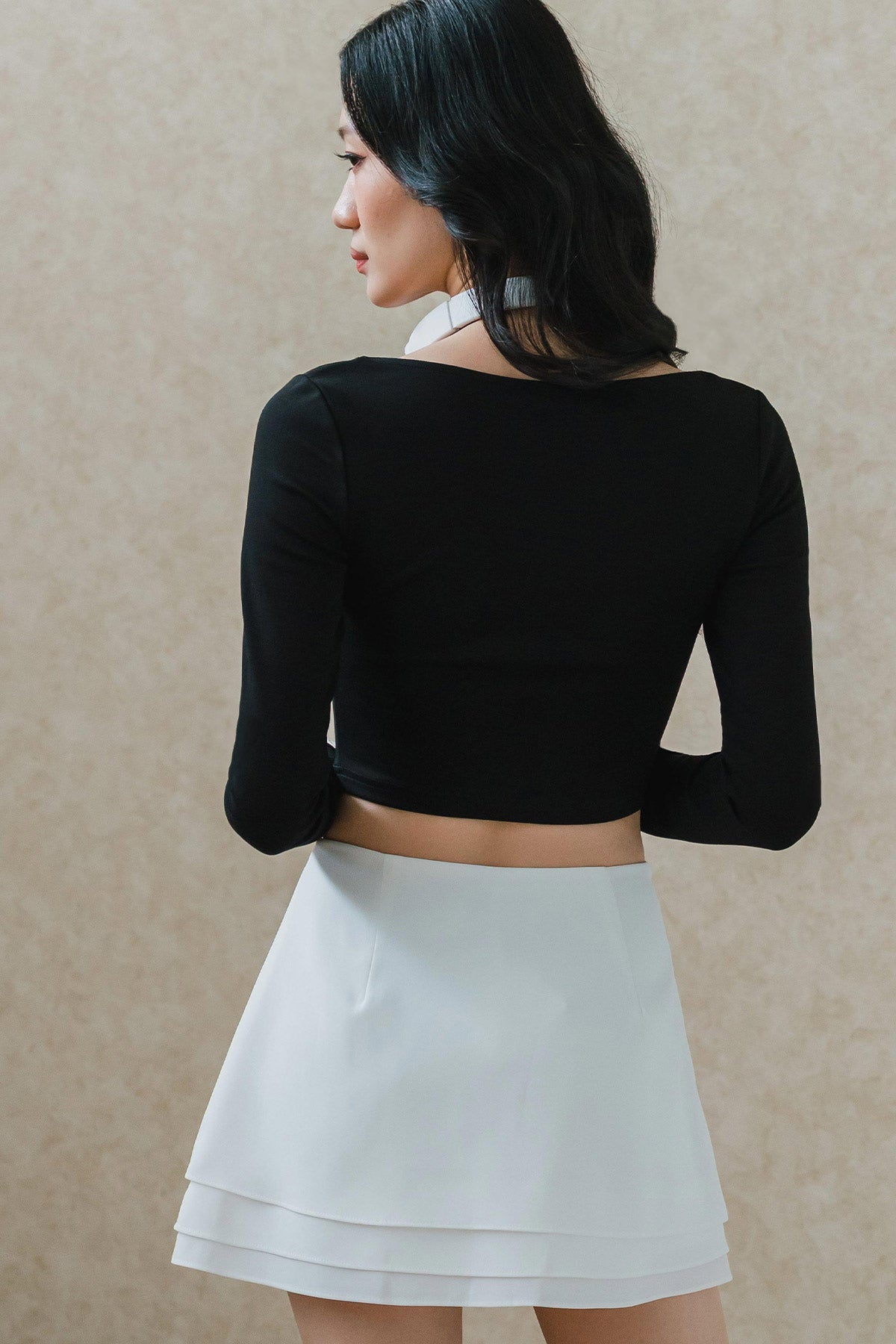 Clara Padded Lace Trim Top (Black)