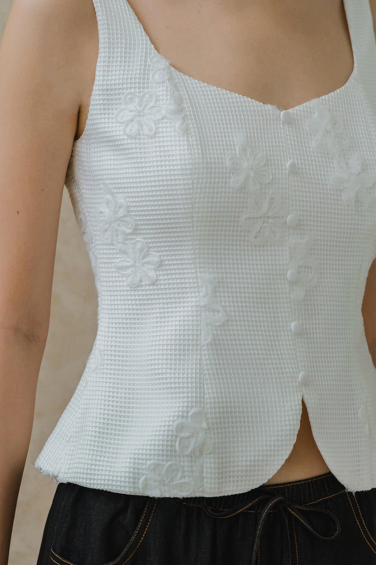Belle Embroidered Top (White)