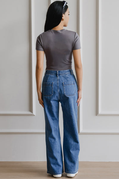 V2 Calla Padded Ruched Tee (Slate)