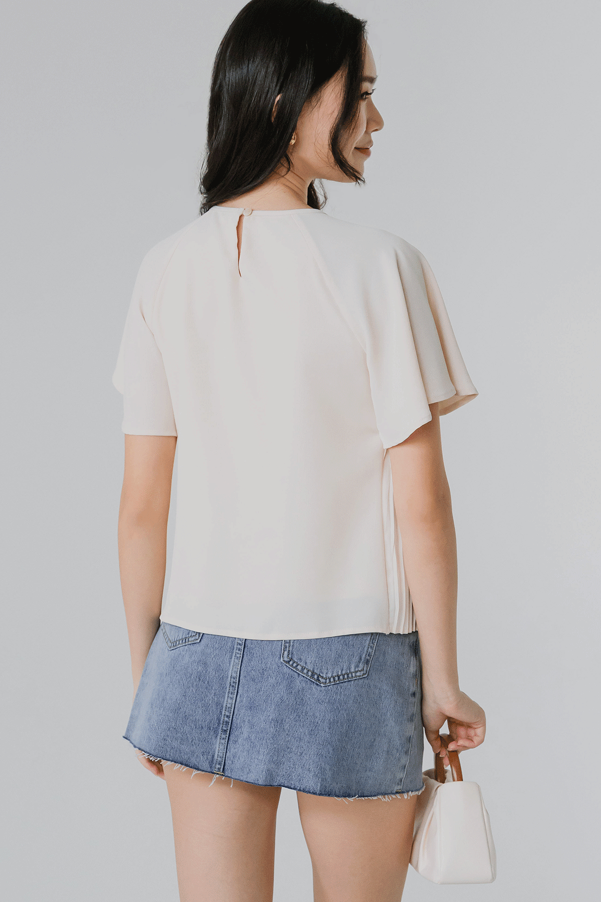 Aria Pleat Blouse (Cream)