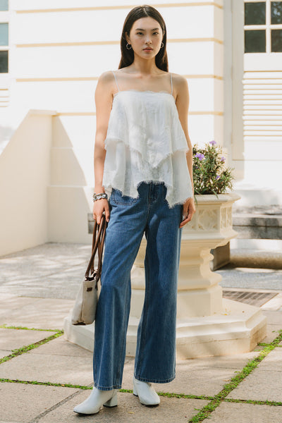 Athena Padded Lace Top (White)