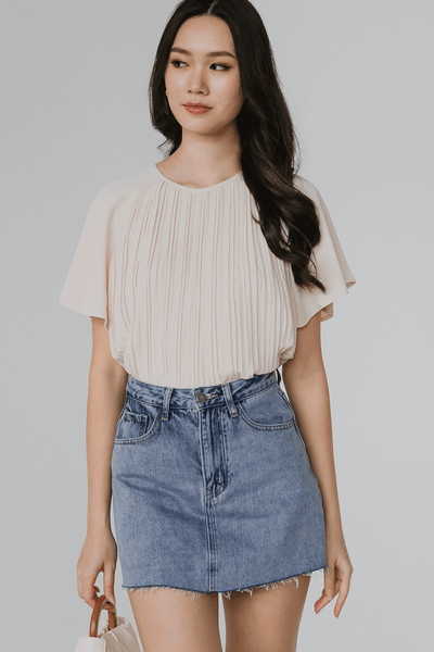 Aria Pleat Blouse (Cream)