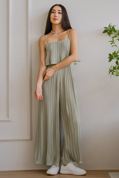 Flair Pleat Jumpsuit (Pale Sage)