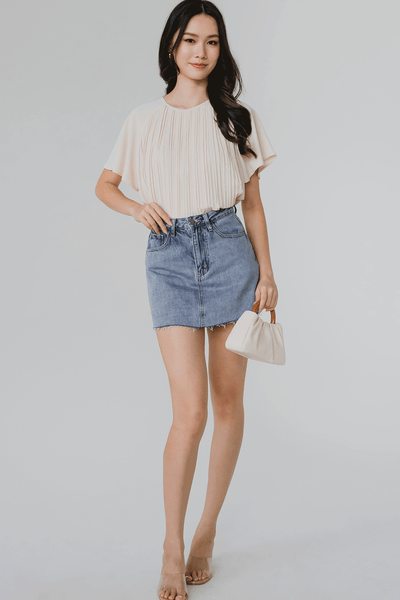 Aria Pleat Blouse (Cream)