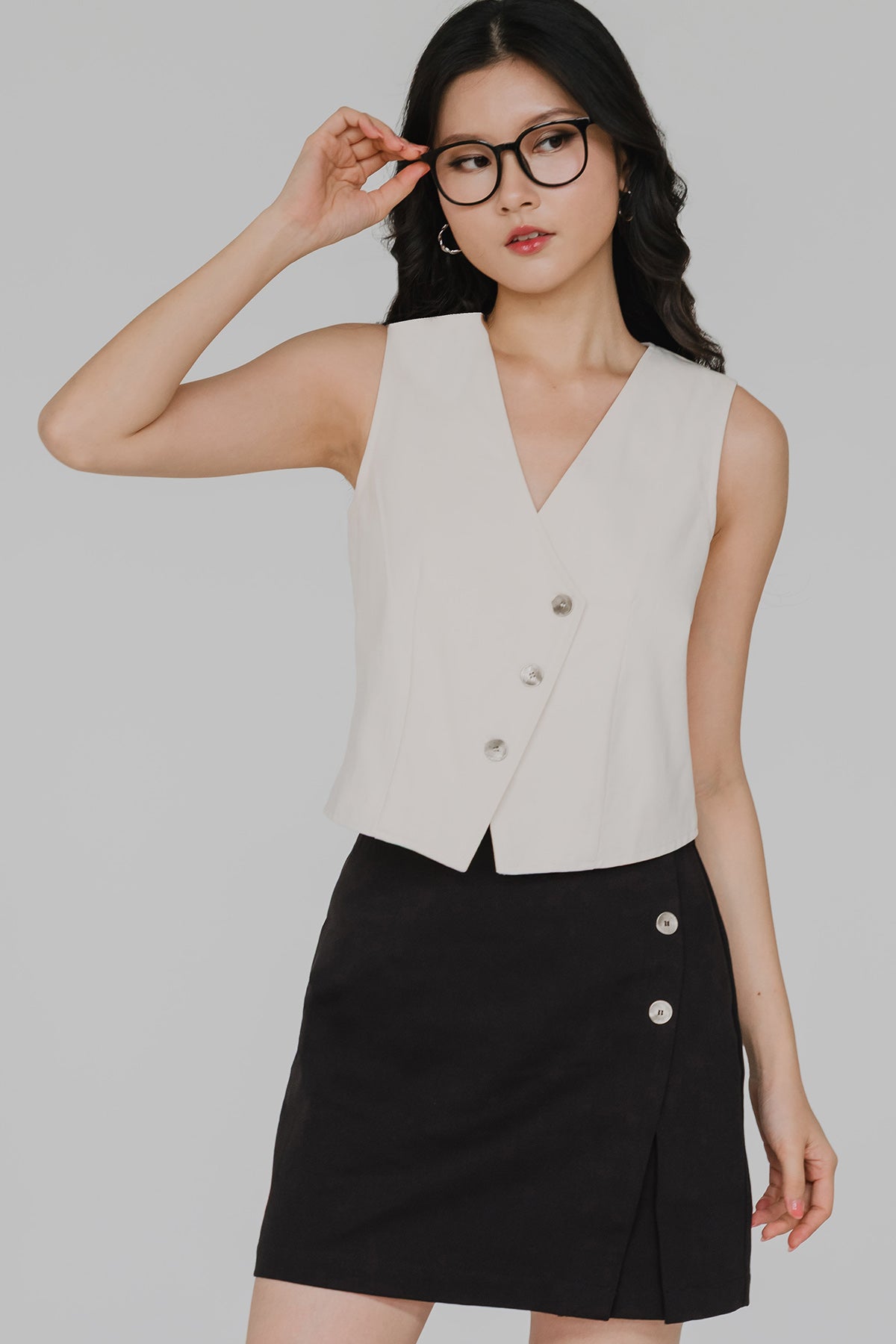 Ingrid Button Skort (Black)