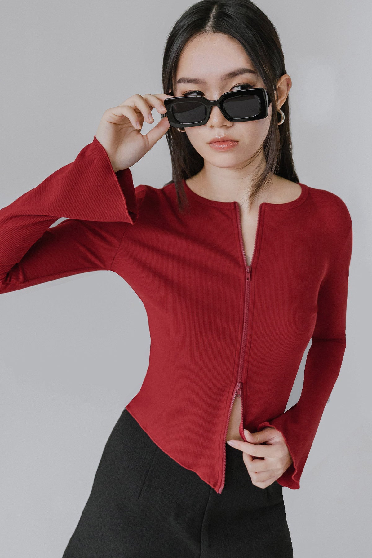 Aeris Dual-Zipper Top (Red)