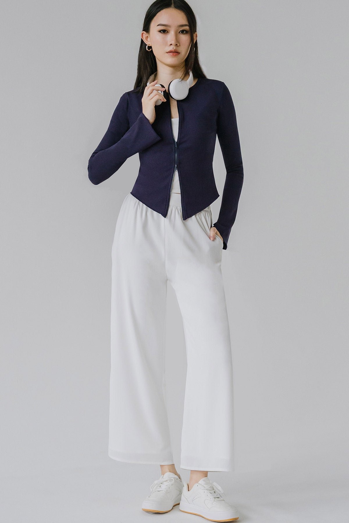 Aeris Dual-Zipper Top (Midnight Blue)