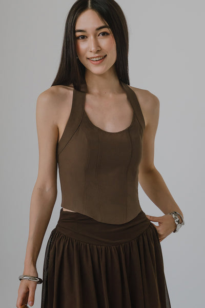 Aura Padded Halter Top (Mocha)