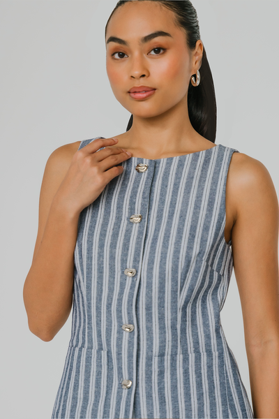 Beverly Hills Boatneck Vest (Striped)