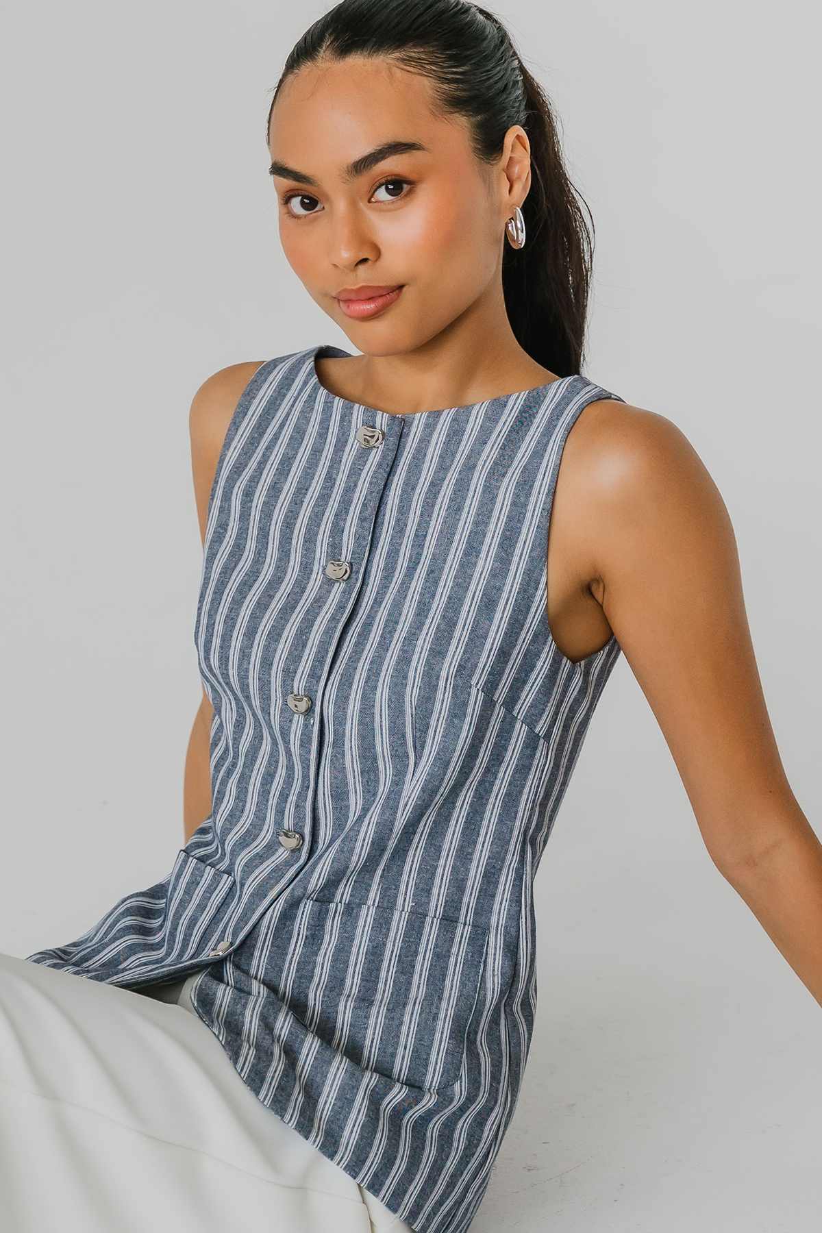 Beverly Hills Boatneck Vest (Striped)