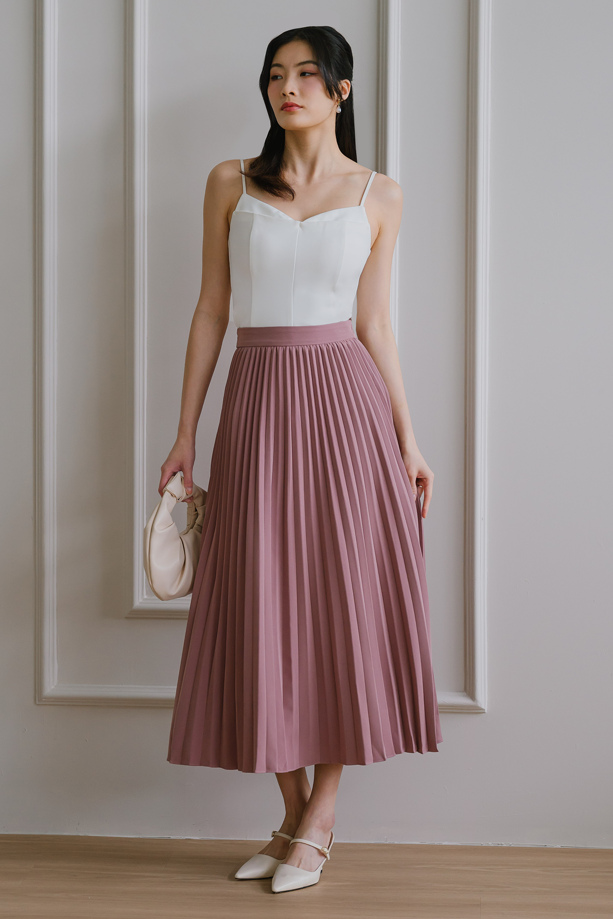 Backorder* Horizon Pleat Skirt (Blush Pink)