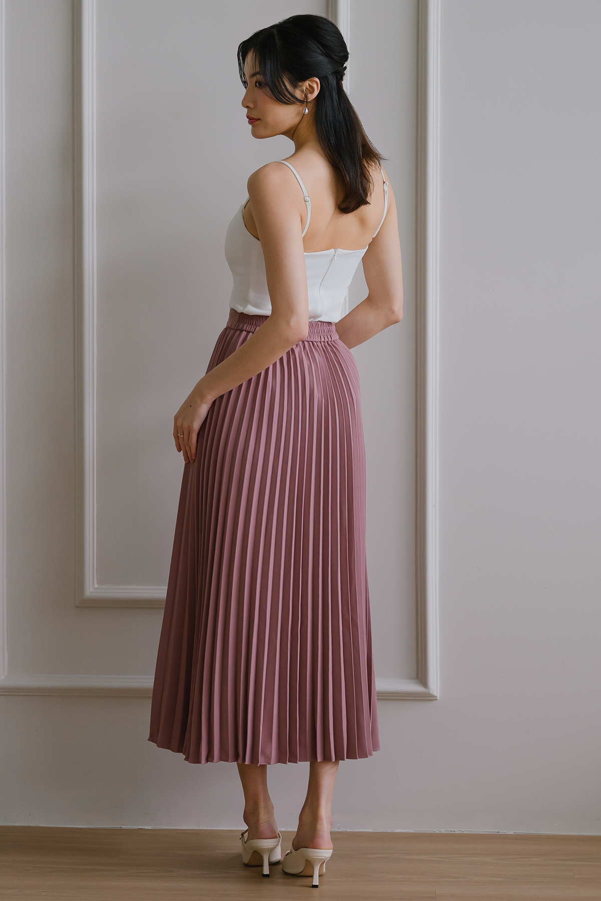 Backorder* Horizon Pleat Skirt (Blush Pink)