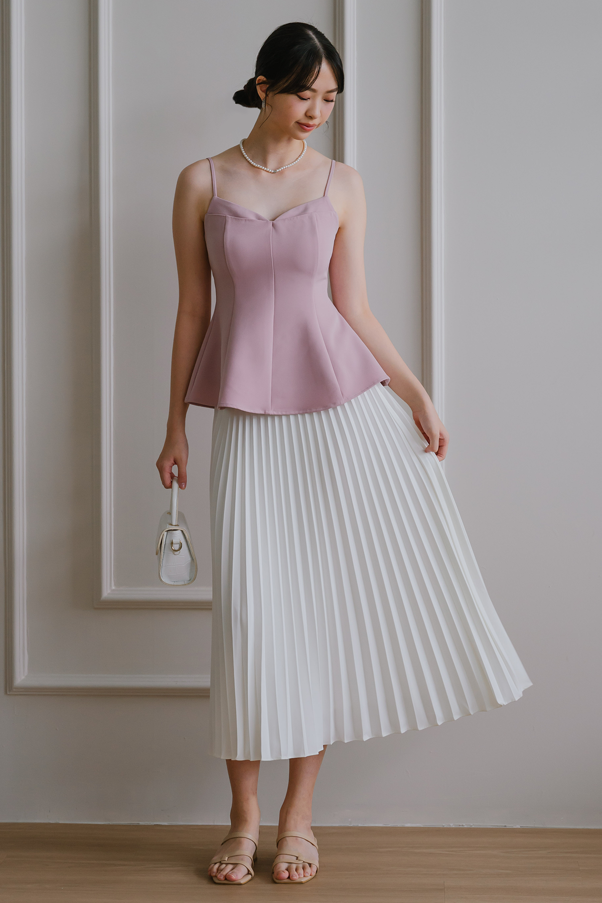 Backorder* Horizon Pleat Skirt (White)