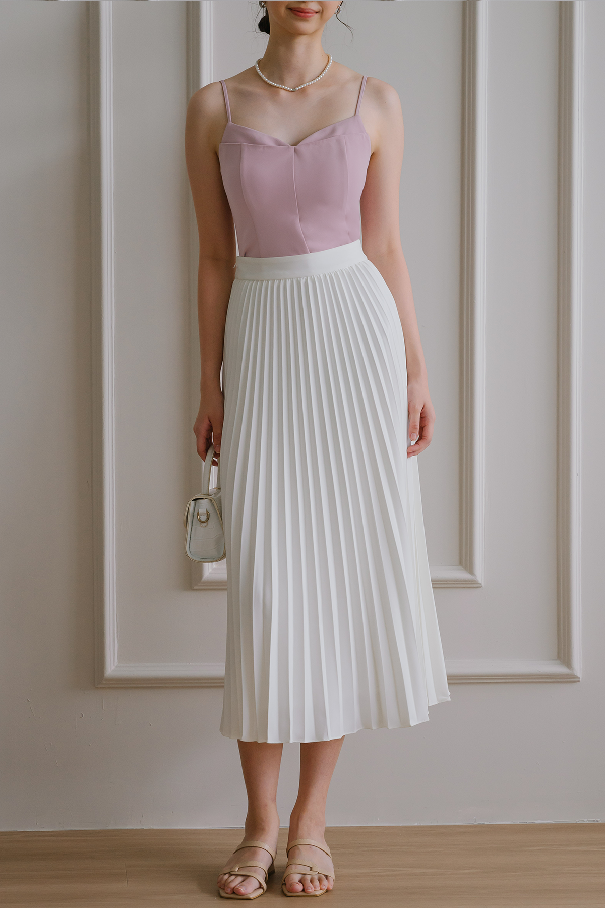 Backorder* Horizon Pleat Skirt (White)