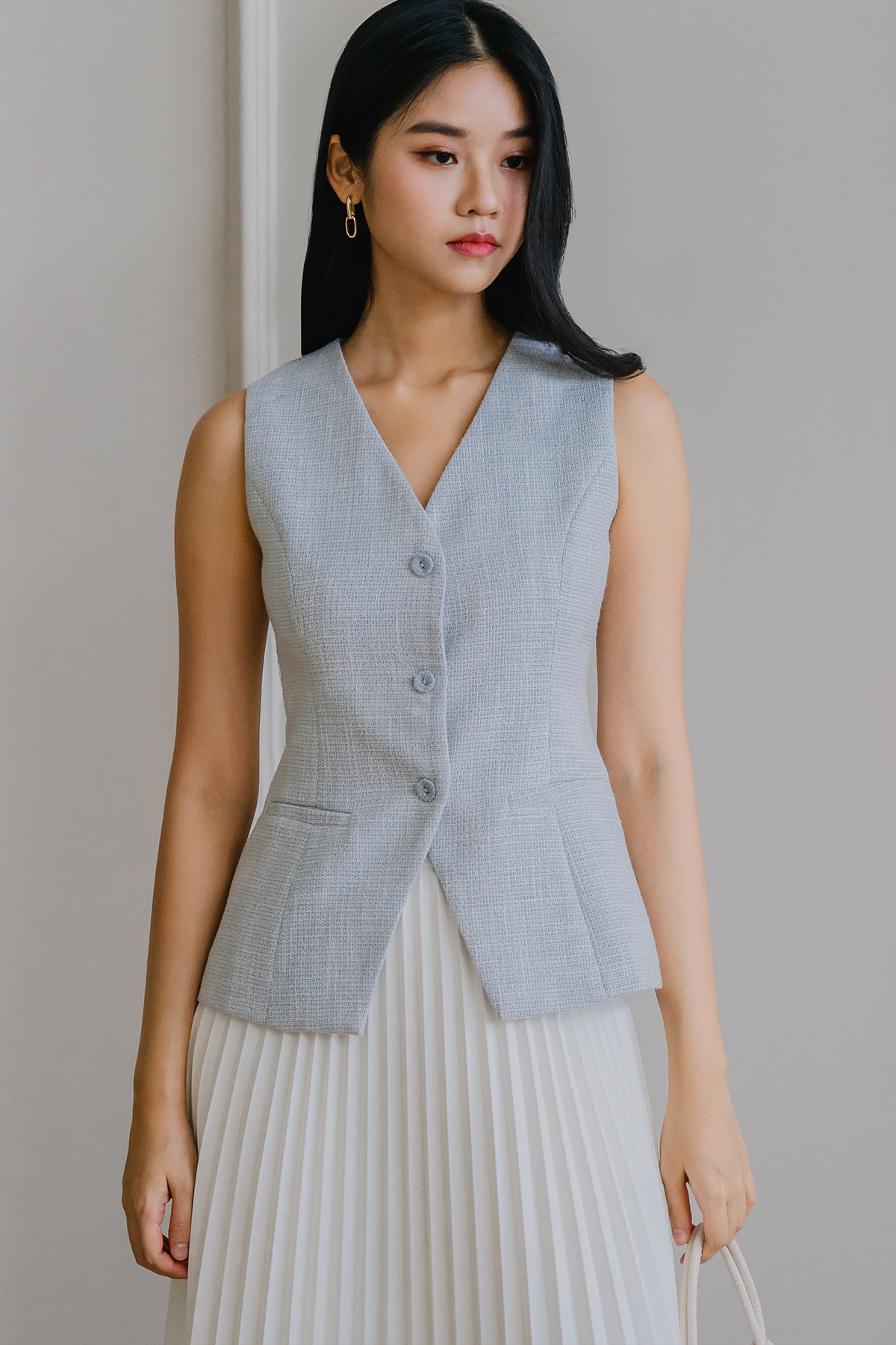 Intuition Tweed Vest (Blue)