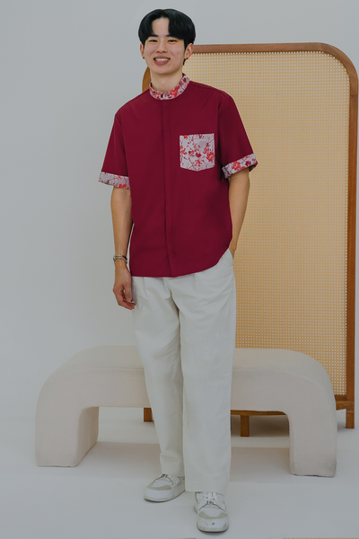 Flourished Jacquard Shirt (Crimson)