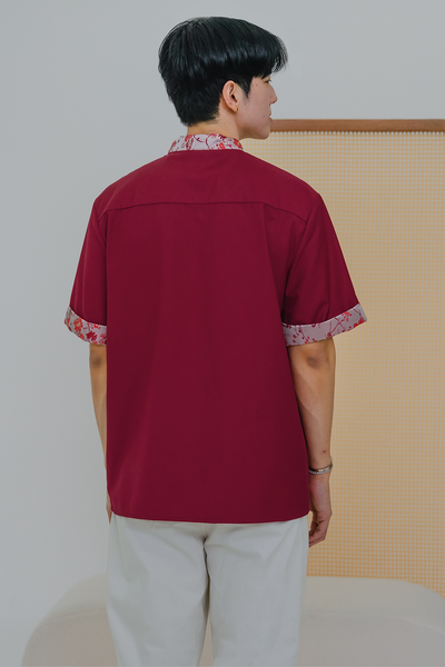 Flourished Jacquard Shirt (Crimson)