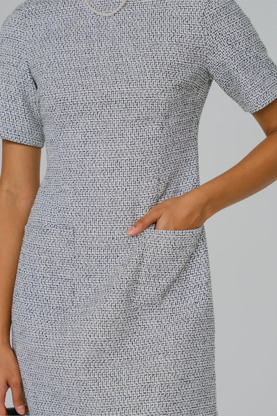 Avery Essential Tweed Dress (White)