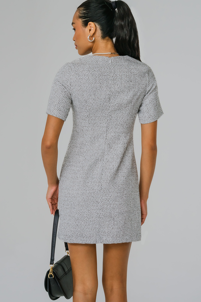 Avery Essential Tweed Dress (White)