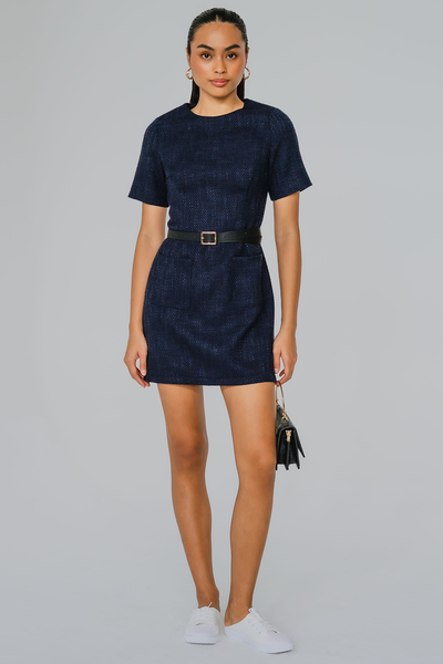 Avery Essential Tweed Dress (Blue)