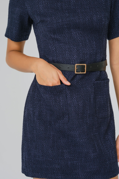 Avery Essential Tweed Dress (Blue)