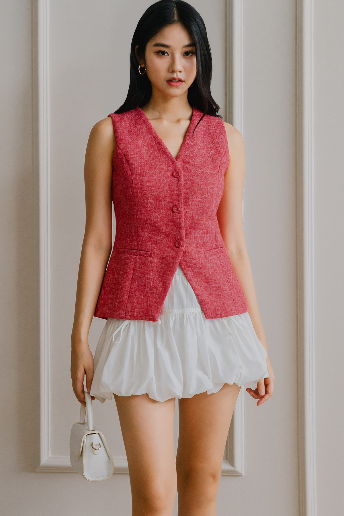 Intuition Tweed Vest (Red)