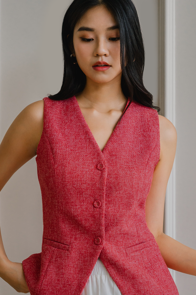 Intuition Tweed Vest (Red)