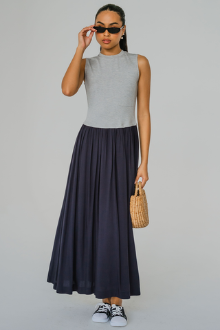 Modern Muse Front Pocket Duo Dress (Grey)