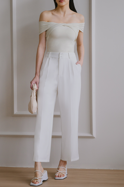 Luxe Line Tailored Pants (White)